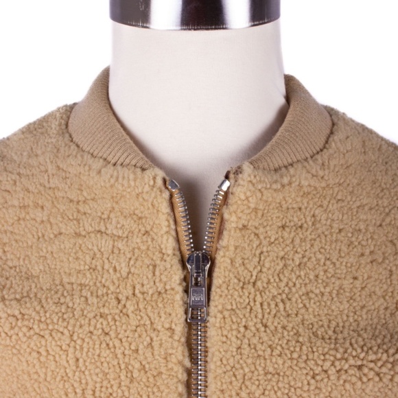 OVADIA & SONS Tan Lamb Fur MA-1 Bomber Style Jacket - Picture 5 of 9